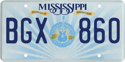 MS license plate BGX860