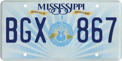 MS license plate BGX867