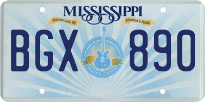 MS license plate BGX890