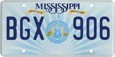 MS license plate BGX906