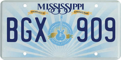 MS license plate BGX909