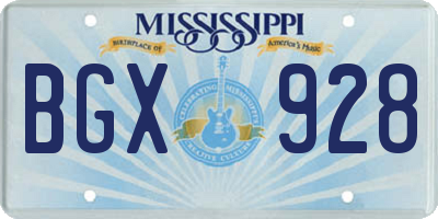 MS license plate BGX928