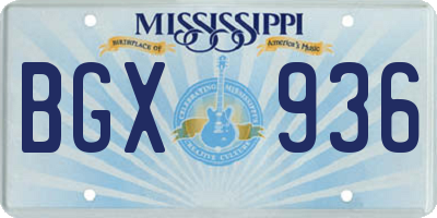 MS license plate BGX936