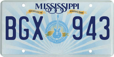 MS license plate BGX943