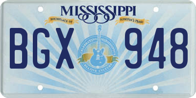 MS license plate BGX948