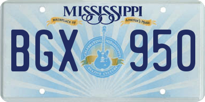 MS license plate BGX950