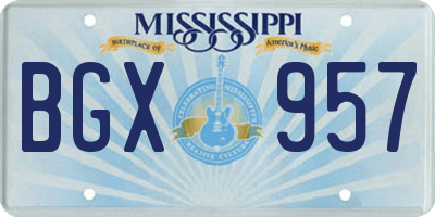 MS license plate BGX957