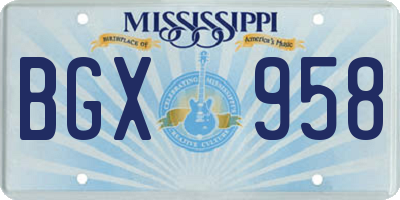 MS license plate BGX958