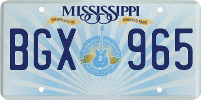 MS license plate BGX965
