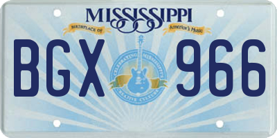 MS license plate BGX966