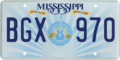 MS license plate BGX970