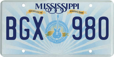 MS license plate BGX980