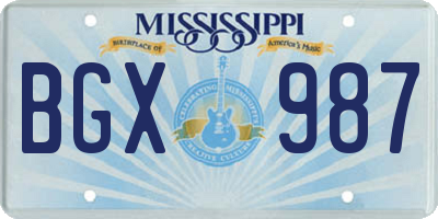 MS license plate BGX987