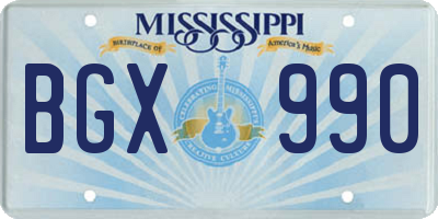 MS license plate BGX990