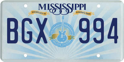 MS license plate BGX994