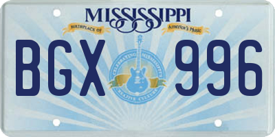 MS license plate BGX996