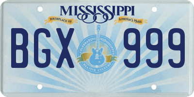 MS license plate BGX999