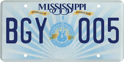 MS license plate BGY005
