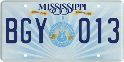 MS license plate BGY013