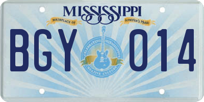 MS license plate BGY014