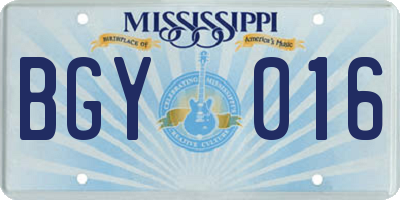 MS license plate BGY016