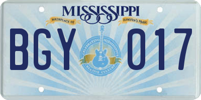 MS license plate BGY017