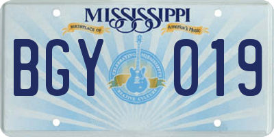 MS license plate BGY019