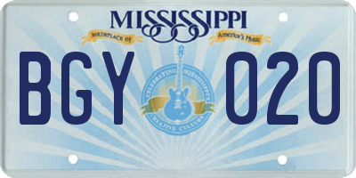 MS license plate BGY020