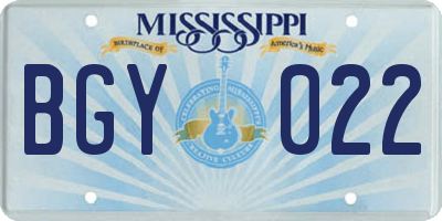 MS license plate BGY022