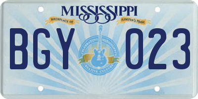 MS license plate BGY023