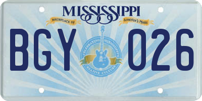 MS license plate BGY026