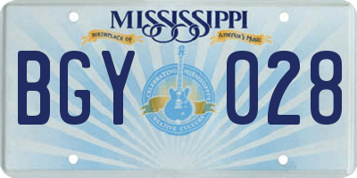 MS license plate BGY028