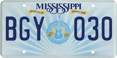 MS license plate BGY030