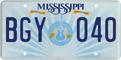 MS license plate BGY040