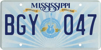 MS license plate BGY047