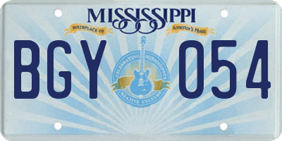 MS license plate BGY054