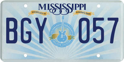MS license plate BGY057