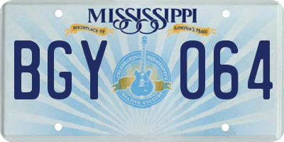 MS license plate BGY064