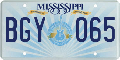 MS license plate BGY065