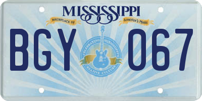 MS license plate BGY067
