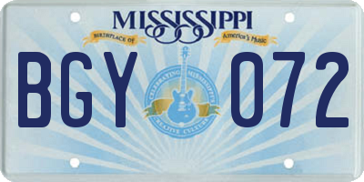 MS license plate BGY072