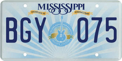 MS license plate BGY075
