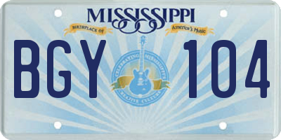 MS license plate BGY104