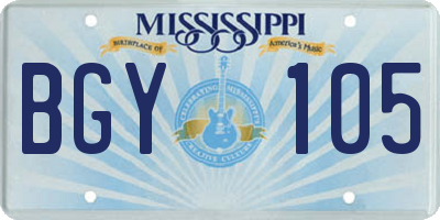 MS license plate BGY105