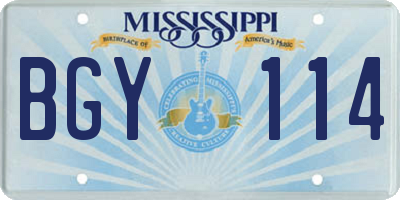 MS license plate BGY114