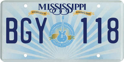MS license plate BGY118