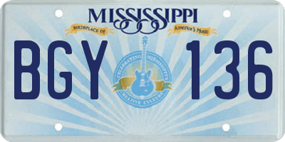 MS license plate BGY136