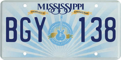 MS license plate BGY138