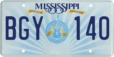 MS license plate BGY140