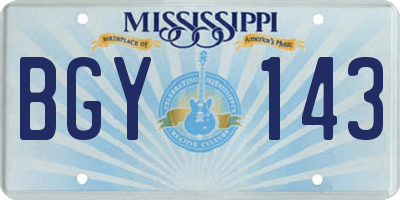 MS license plate BGY143